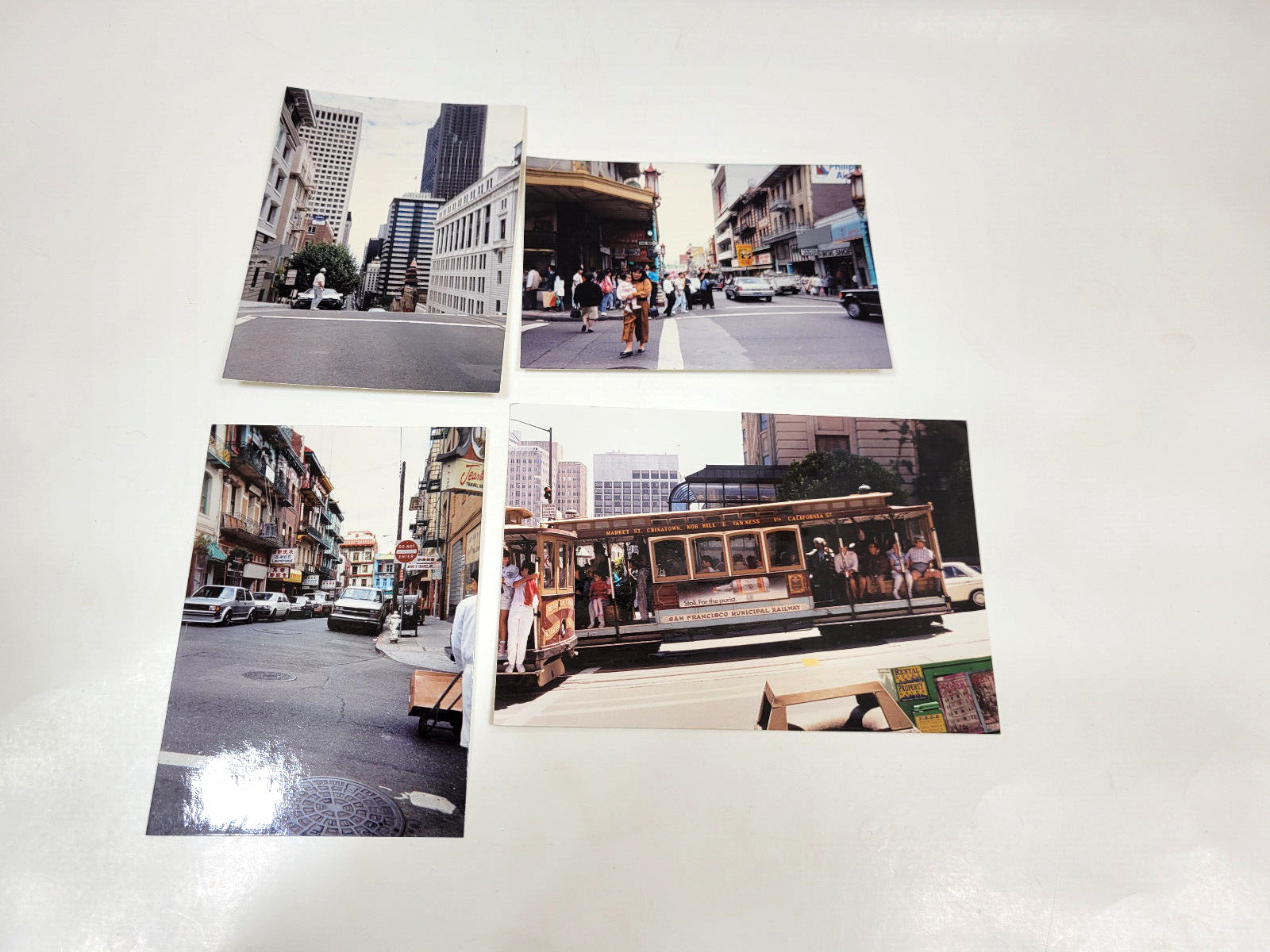 4 Real Photo Scenes of San Francisco, CA.  Cable Car Street Scenes 1980-1990 VTG