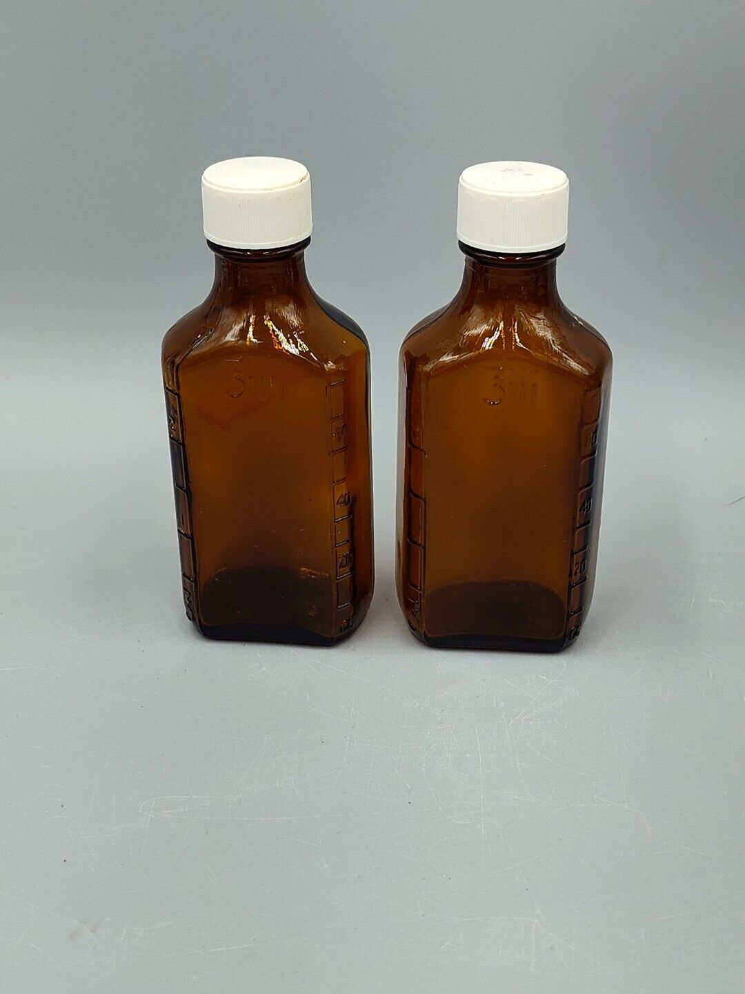  Vtg Duraglas Brown 3iii Amber Heavy Glass Medicine bottles 4.75\