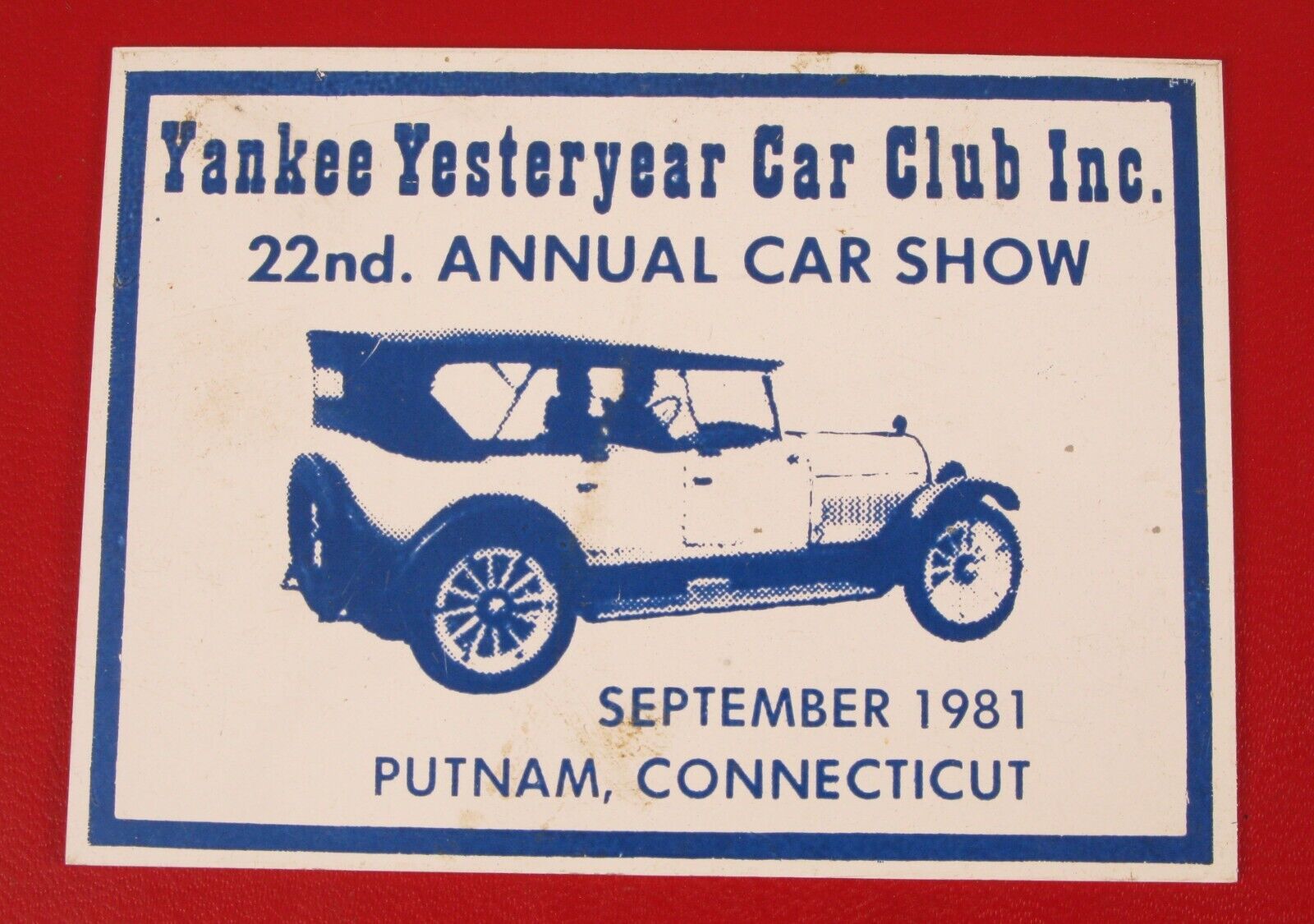 VINTAGE 1981 YANKEE YESTERYEAR ANTIQUE CAR CLUB ANNUAL MEET METAL PLAQUE SIGN 