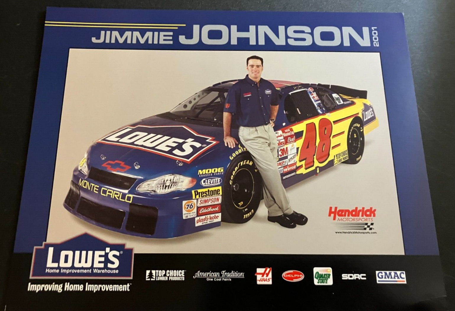2001 Jimmie Johnson #48 Lowe\'s Chevy Monte Carlo - NASCAR Hero Card Handout