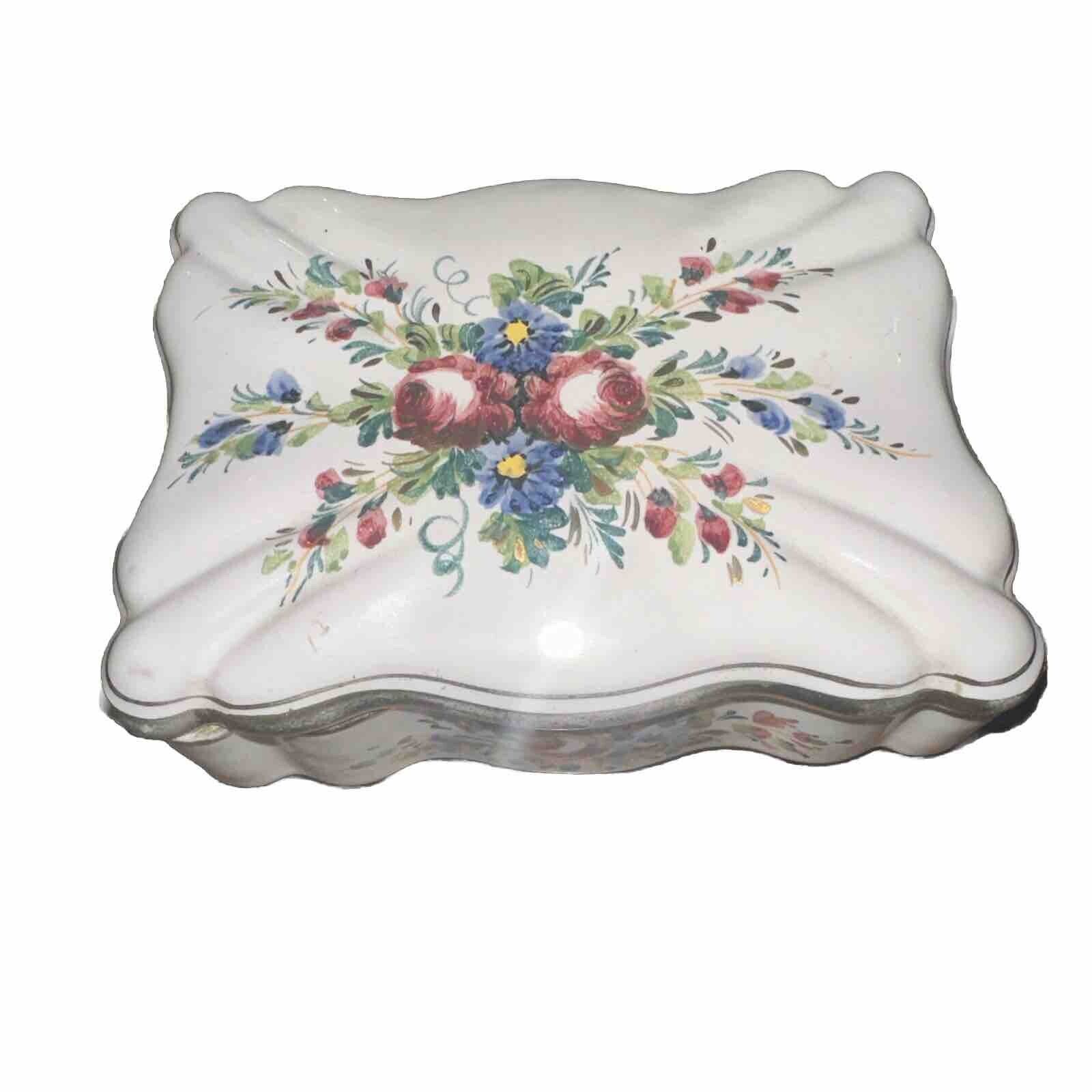 vintage porcelain floral trinket box