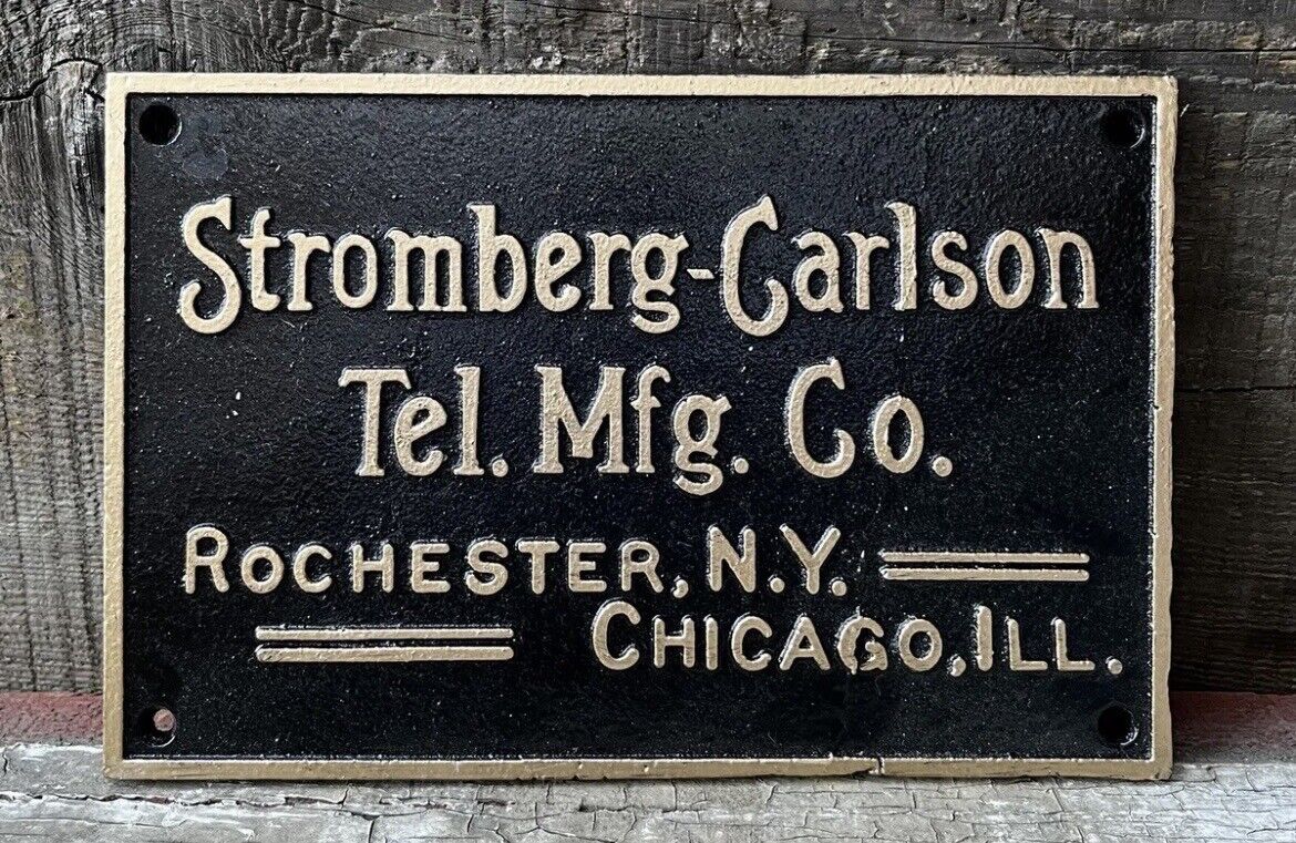 Stromberg-Carlson Telephone Mfg. Co., Rochester, NY, Chicago, IL, Cast Iron Sign