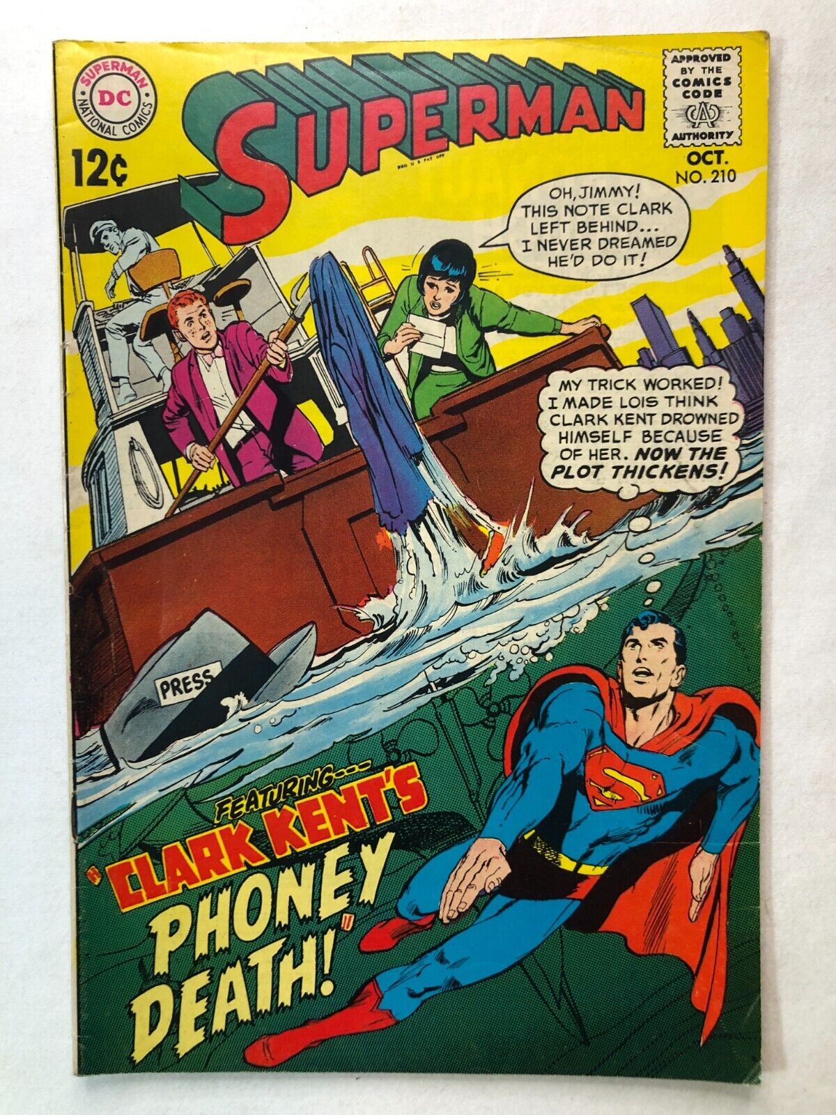 Superman #210 Oct 1968 Vintage DC Comics Very Nice Condition