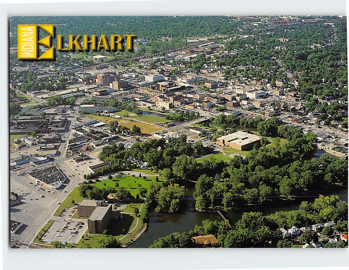 Postcard Aerial View of Elkhart Indiana USA