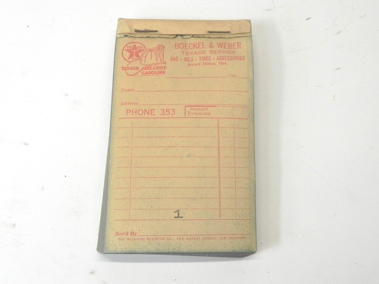 VINTAGE 1940\'S TEXACO SERVICE FIRE CHIEF PART ORDER FORM SLIPS PAD PRE-OWNED 