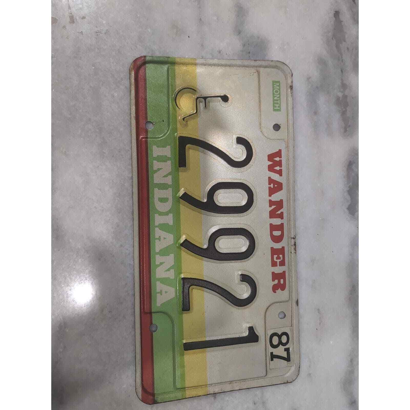 Vintage 1987 Indiana Wander Striped Handicapped License Plate 29921 Expired