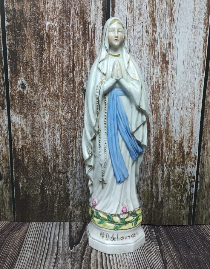 Vintage Notre Dame de Lourdes Our Lady Of Lourdes Rare Holly land Hand Made Gift