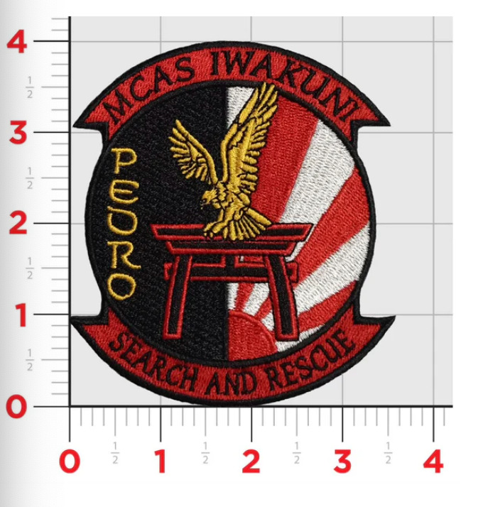 MARINE CORPS MCAS IWAKUNI PEDRO SEARCH & RESCUE EMBROIDERED HOOK & LOOP PATCH