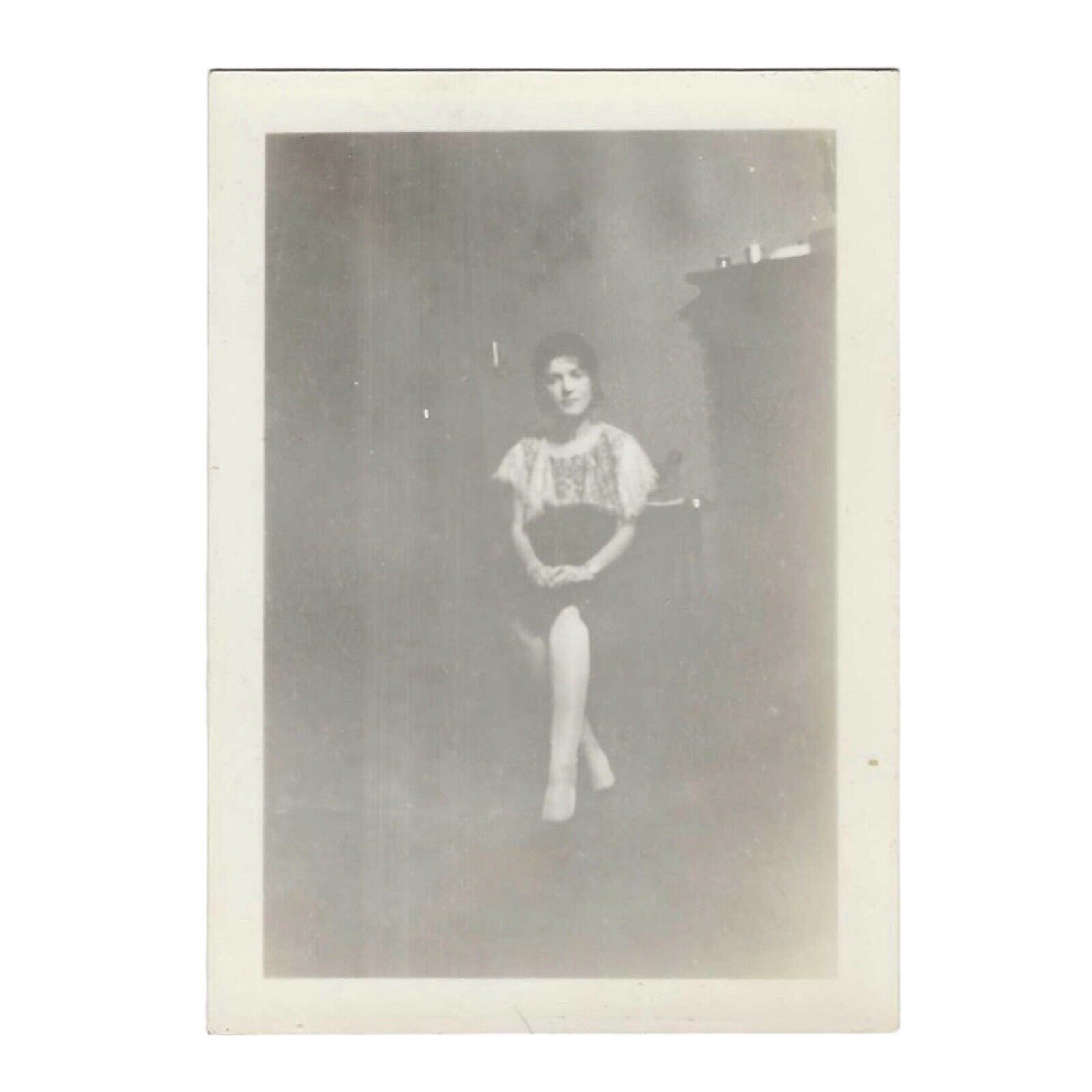 Vintage Snapshot Moody Photo Beautiful Woman Fall 1928
