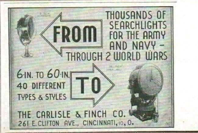 1945 Print Ad Searchlights Army & Navy Carlisle & Finch Co. Cincinnati,OH