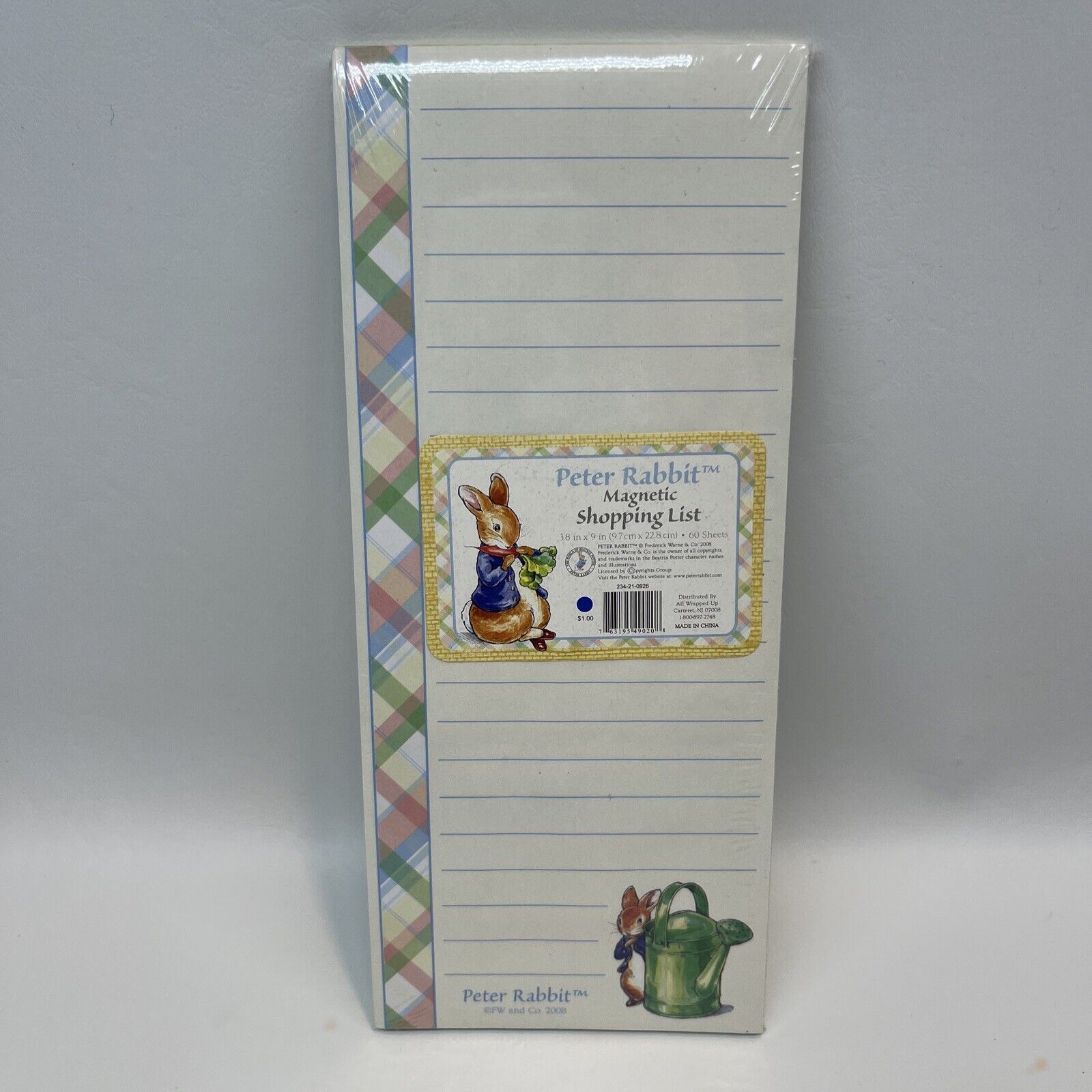 Peter Rabbit Magnetic Shopping List Notepad 2008 NEW Sealed