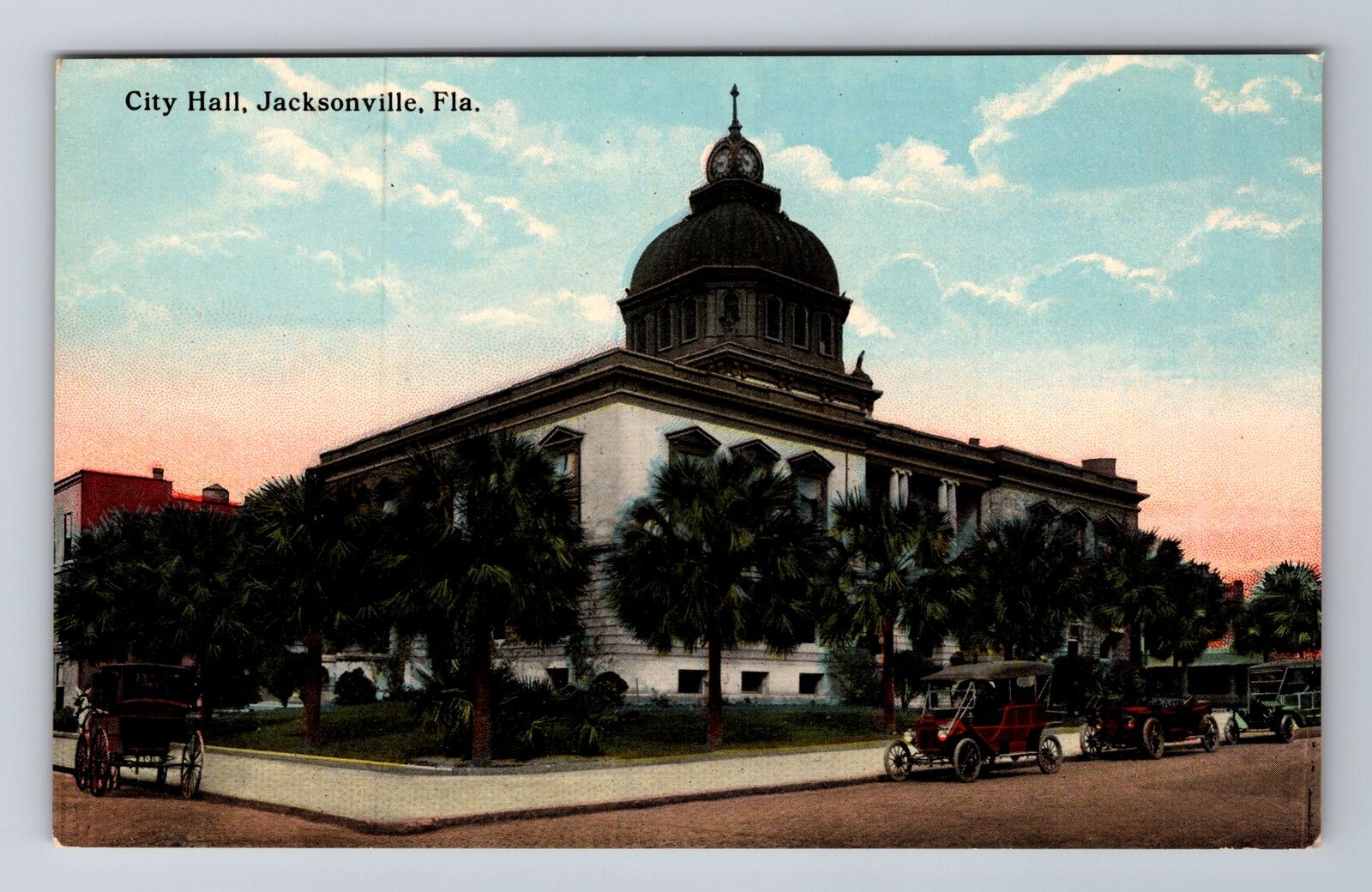 Jacksonville FL-Florida, City Hall, Antique, Vintage Souvenir Postcard