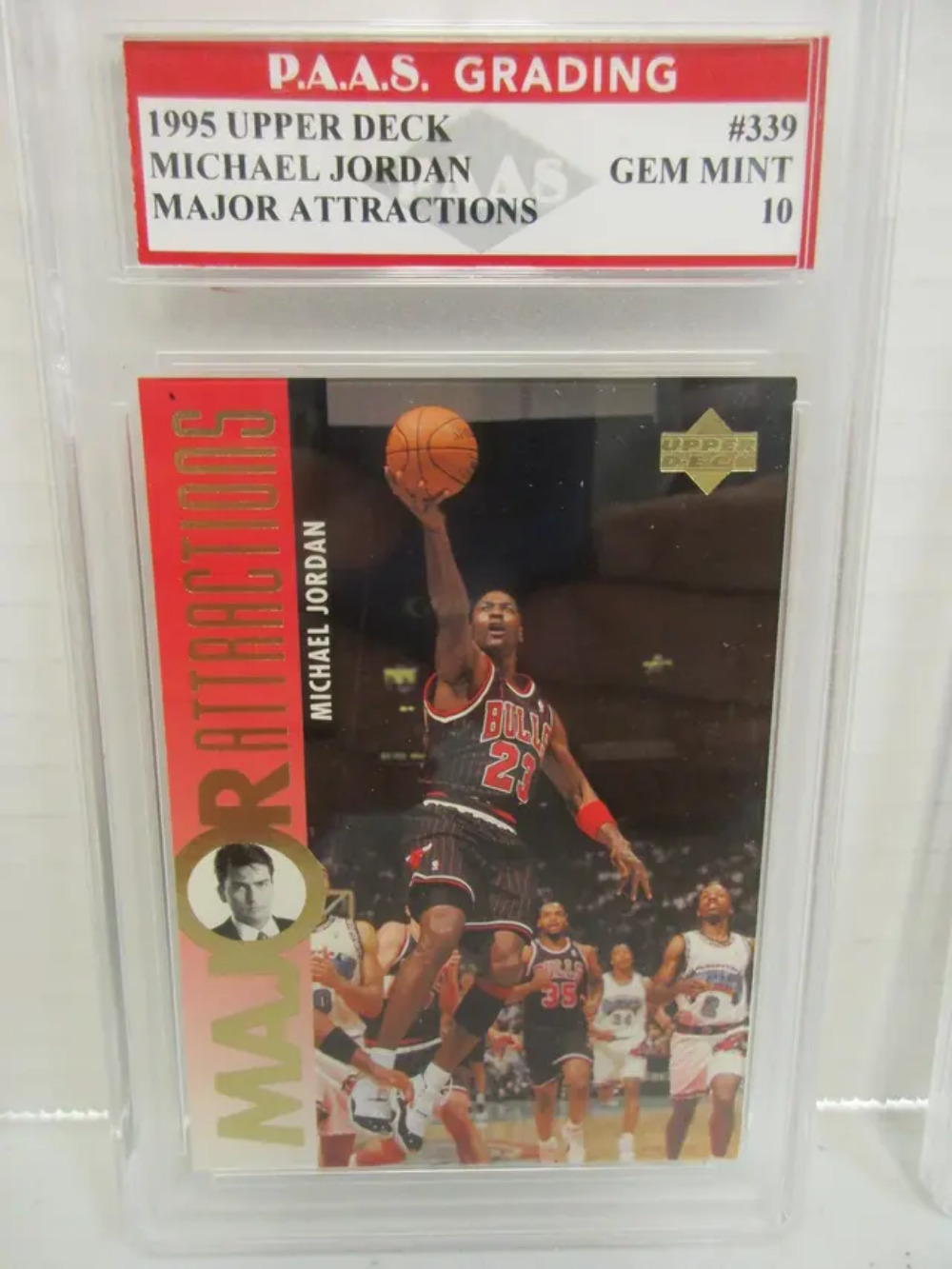 Michael Jordan Bulls 1995 Upper Deck Major Attractions #339 graded Gem Mint 10