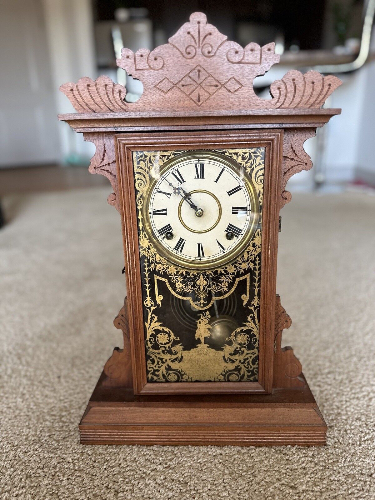 Antique Wooden mechanical kitchen clock