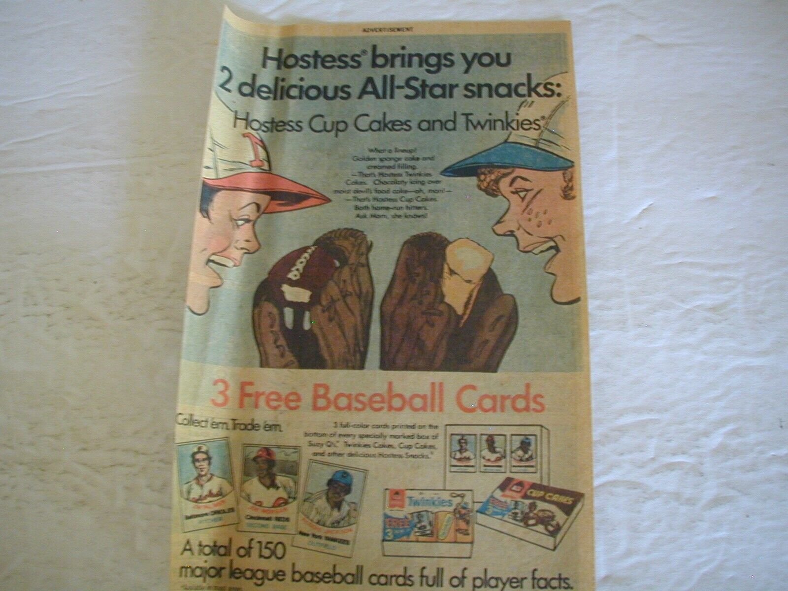 1977 HOSTESS TWINKIES, CUPCAKES BASEBALL CARD WALL POP ART VINTAGE PRINT AD L030