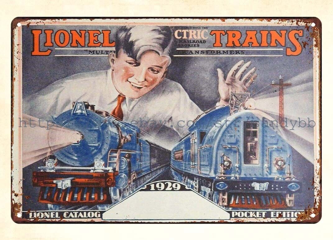 1929 Scarce Lionel Trains Railroad Childhood Toy metal tin sign picture wall art