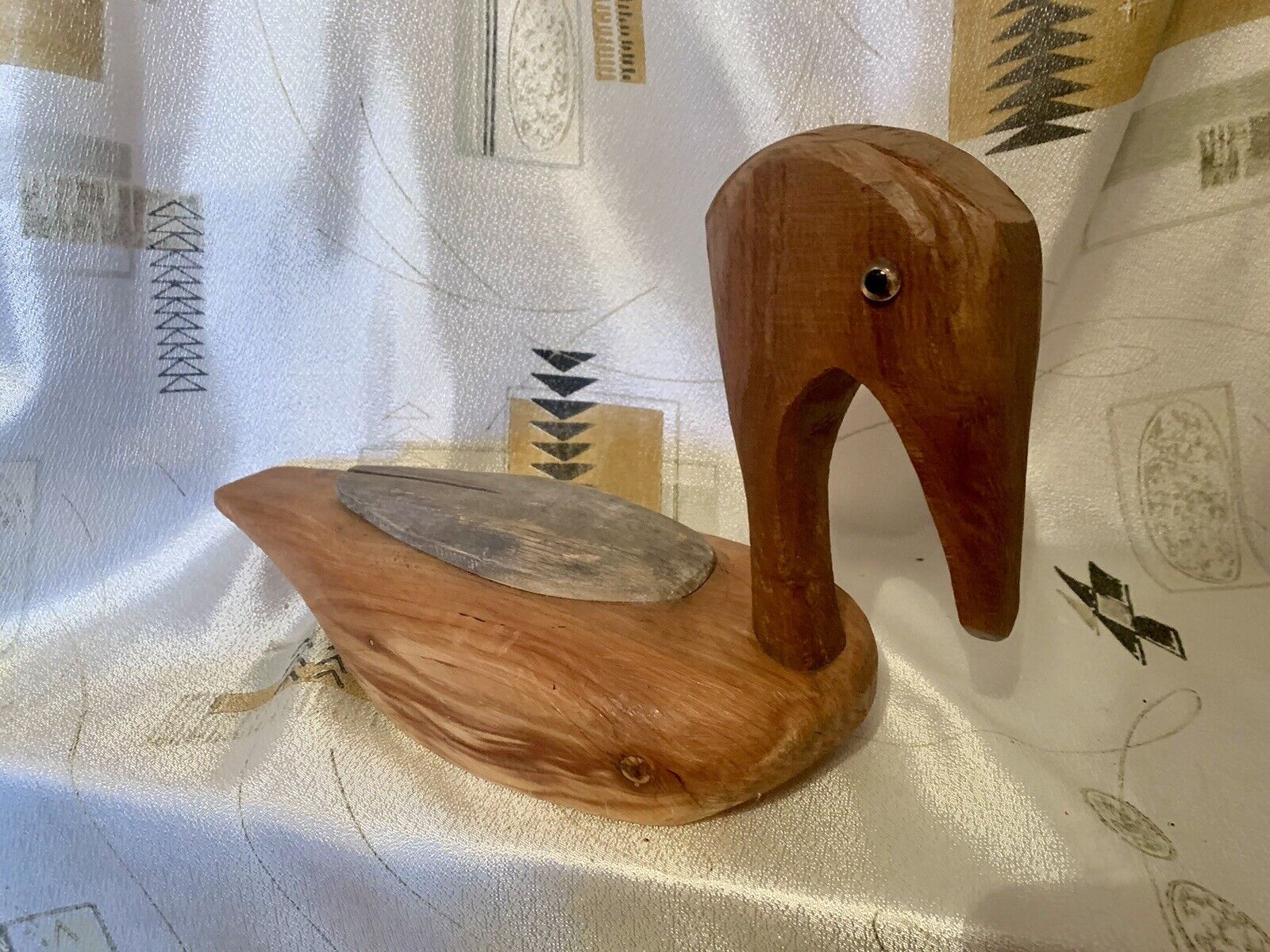 Vintage Hand Carved Wood Folk Art Duck Signed Kent Mosley