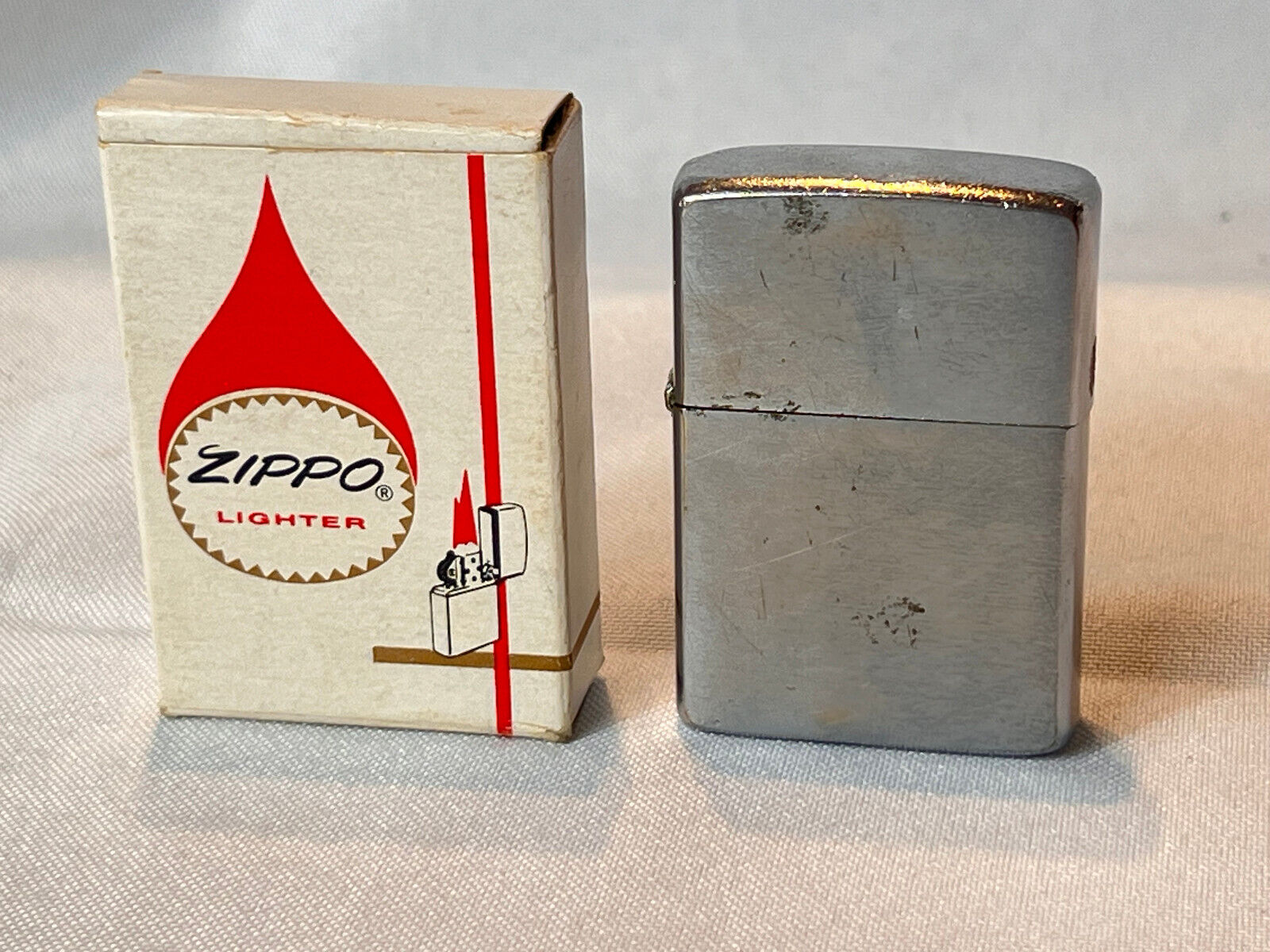 1964/65 Zippo Lighter Brushed Chrome In Orignal Box