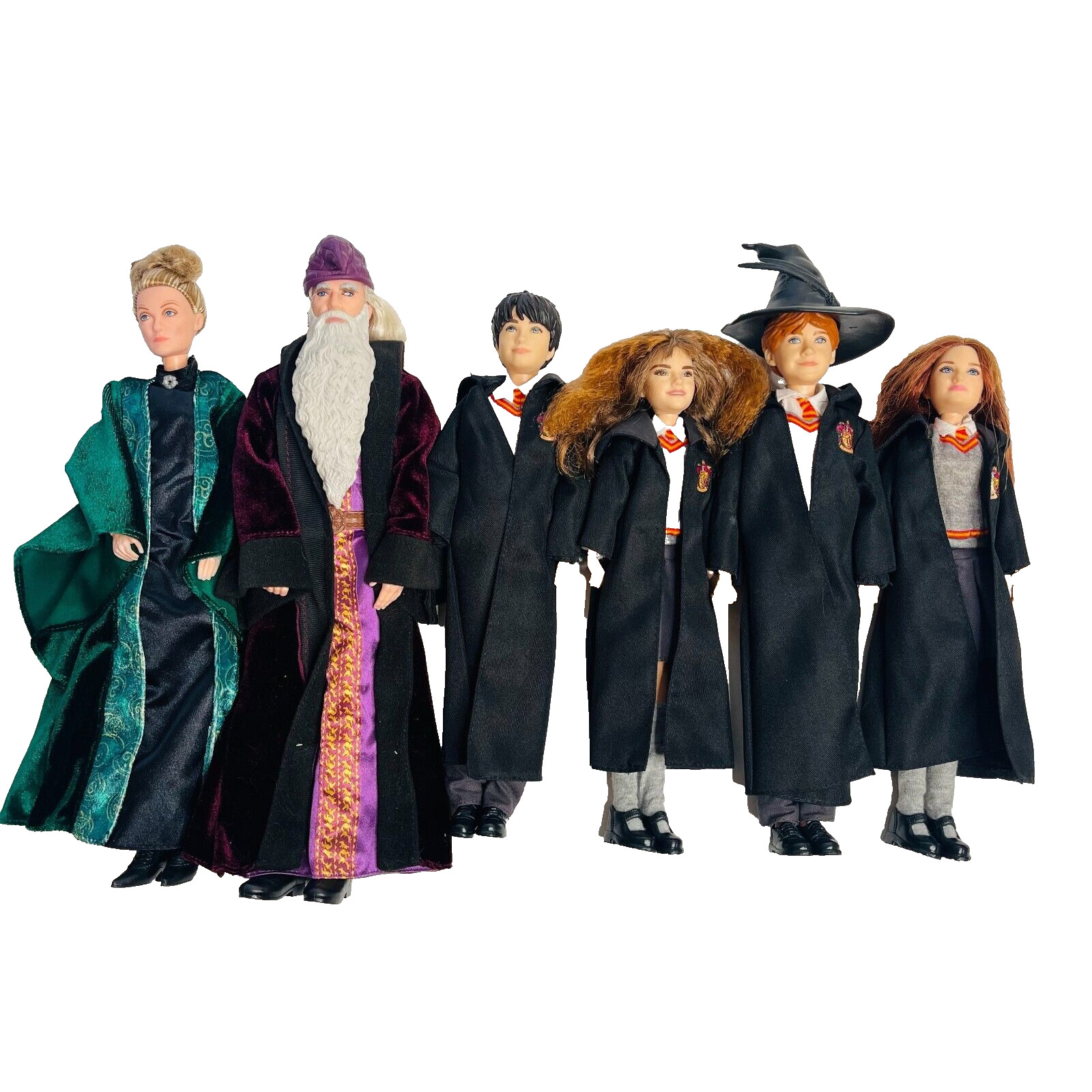 Mattel Harry Potter Figures x6 Complete Set Hogwarts Wizards Dolls RARE