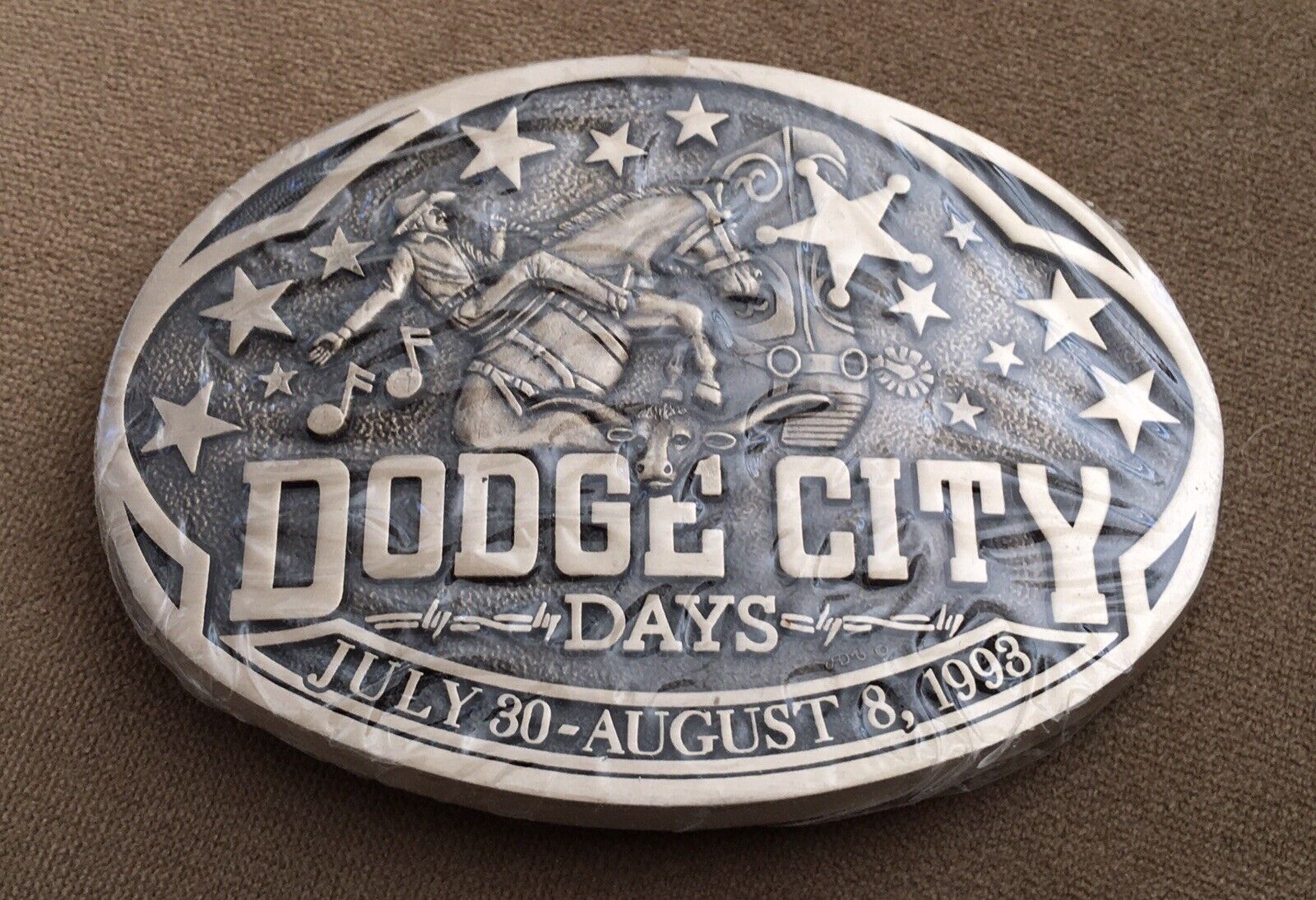Vintage NOS NIB 1993 Dodge City Days Rodeo Ltd Edition ADM Trophy Belt Buckle