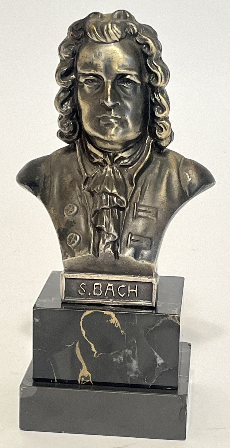 Vintage Antique Bronze Johann Sebastian bach ~Marble base~Made in Germany