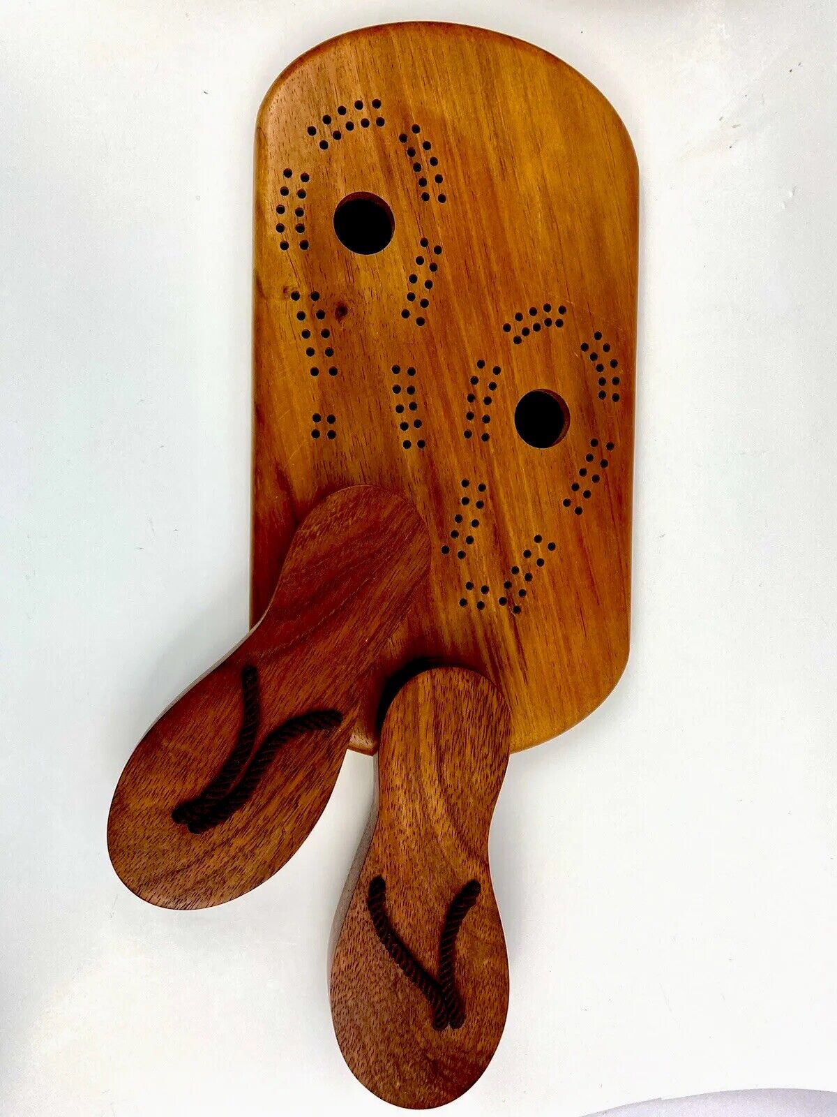 Hawaiian Curly Koa Wood Cribbage Board Custom Hand Made 64 Holes ( No Pegs ).