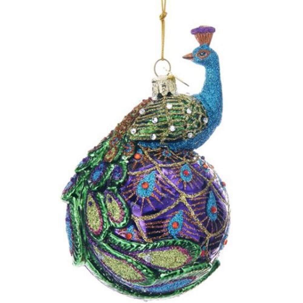 Kurt S. Adler Peacock Themed Purple Blue Teal Green Ornaments (Noble Gems™ 5\