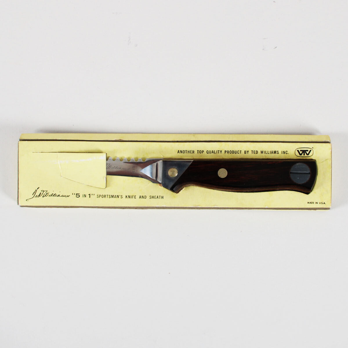 Ted Williams Sportsman Knife/Sheath Vintage Made by Ted Williams Inc 1960s w/...