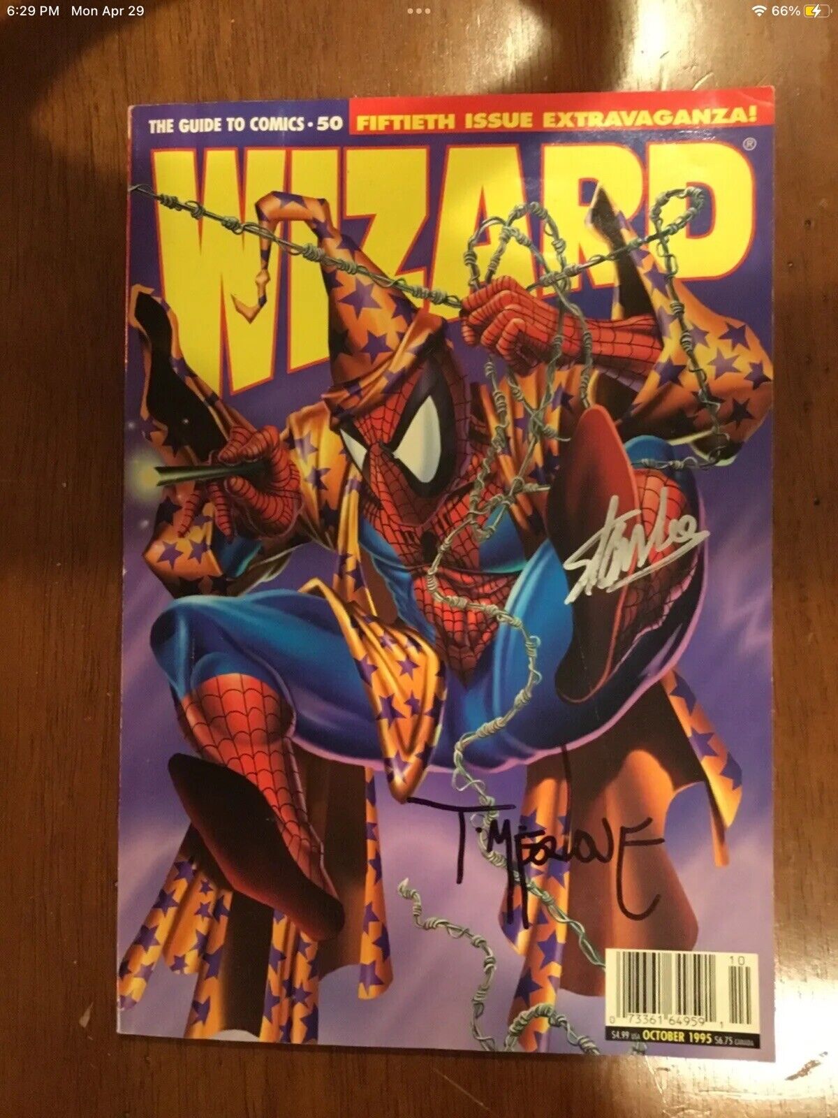 Wizard Magazine #50 Signed By Stan Lee And Todd McFarlane Spider-Man 1995 Venom