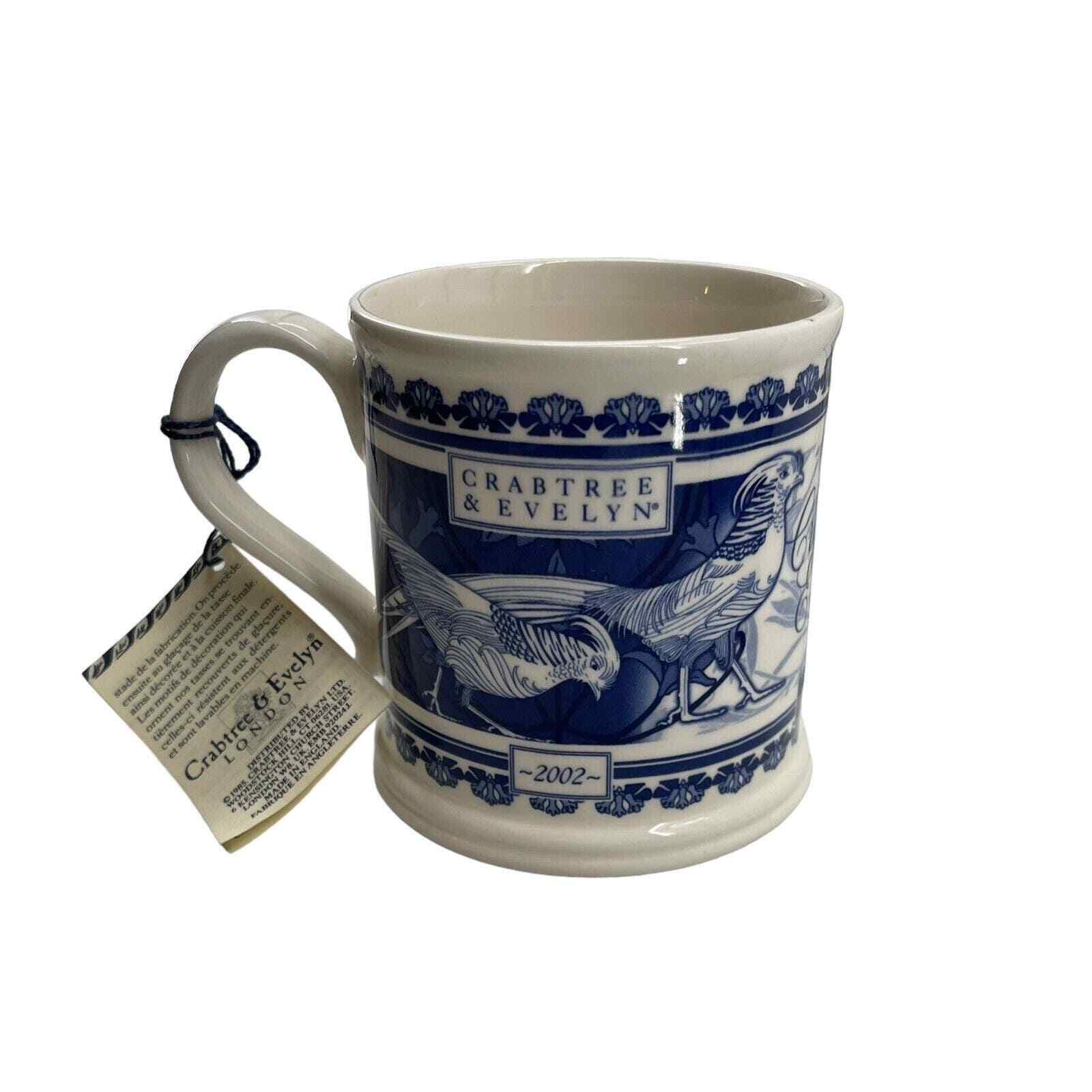 New Crabtree & Evelyn Mason’s Ironstone Mug Blue White 2002 Made In England