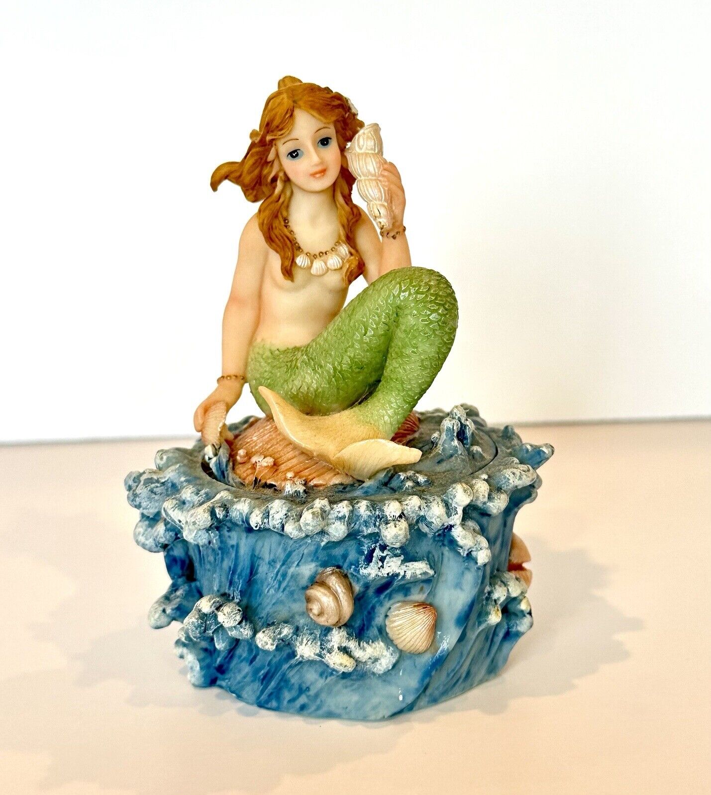 Vintage Mermaid Trinket Box Figurine