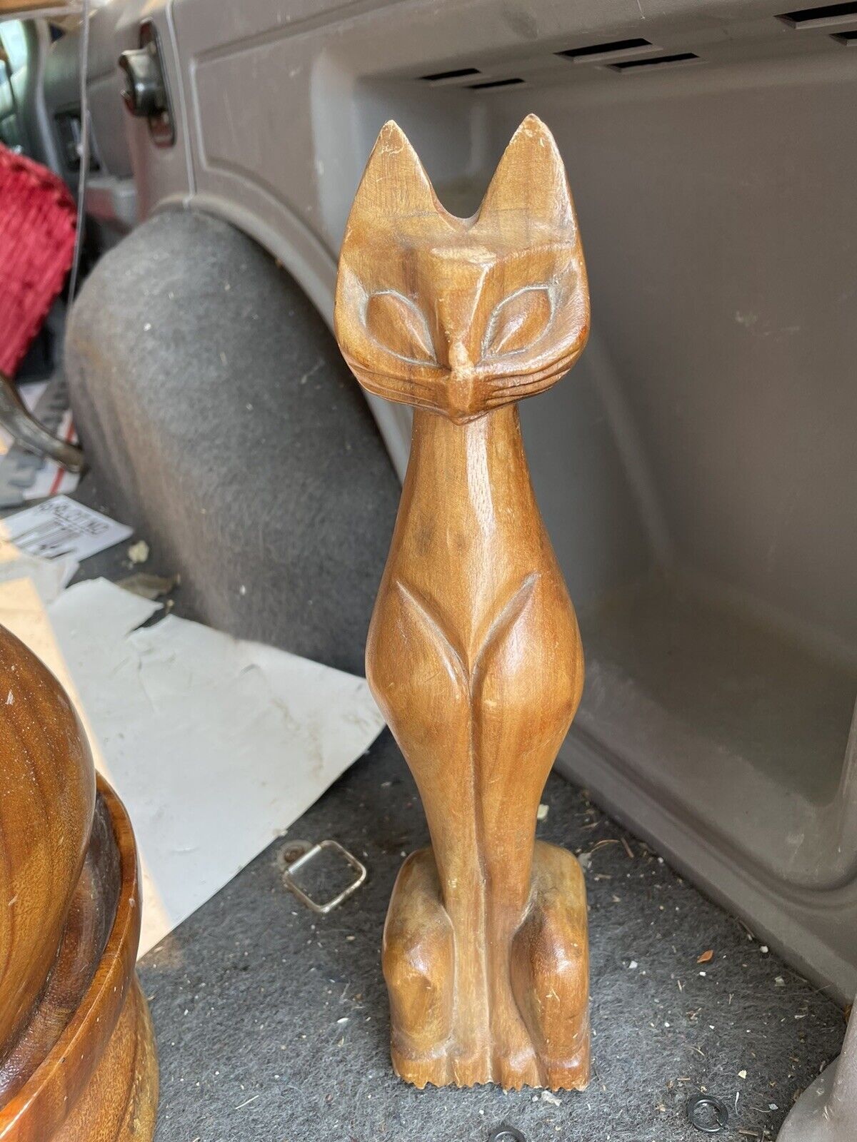 Mystic Solid Wooden MCM Carved Atomic Cat By Lina Vizcarra Philippines