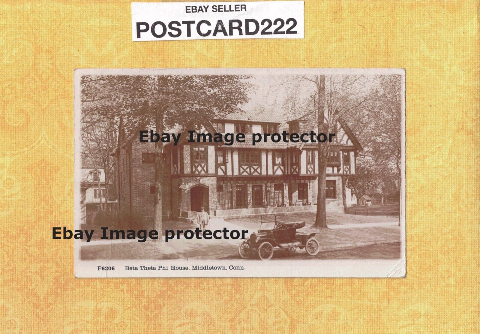 CT Middletown 1915 antique RPPC postcard BETA THETA PHI HOUSE Wesleyan Conn
