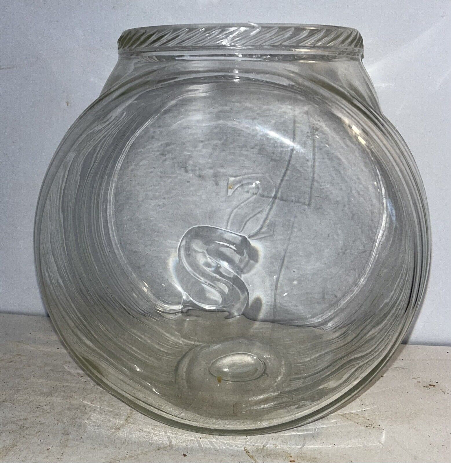 Vintage Seller’s Cabinet Sugar Jar Bottle Glass Bowl “S” Mark Round 8”