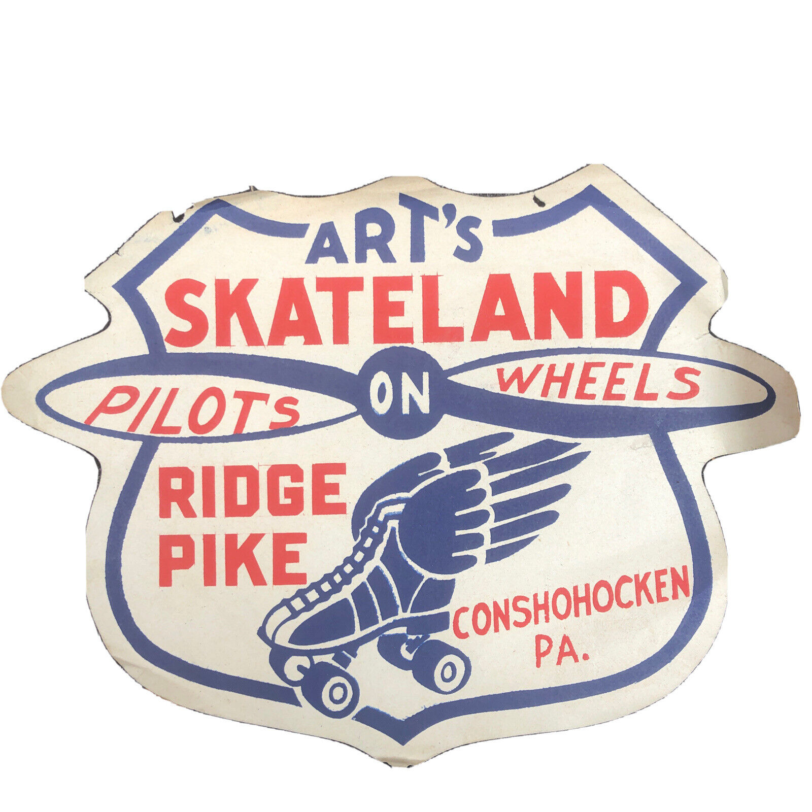 1930's-50's Skateland Ridge Pink, Conshohocken PA. Label Vintage