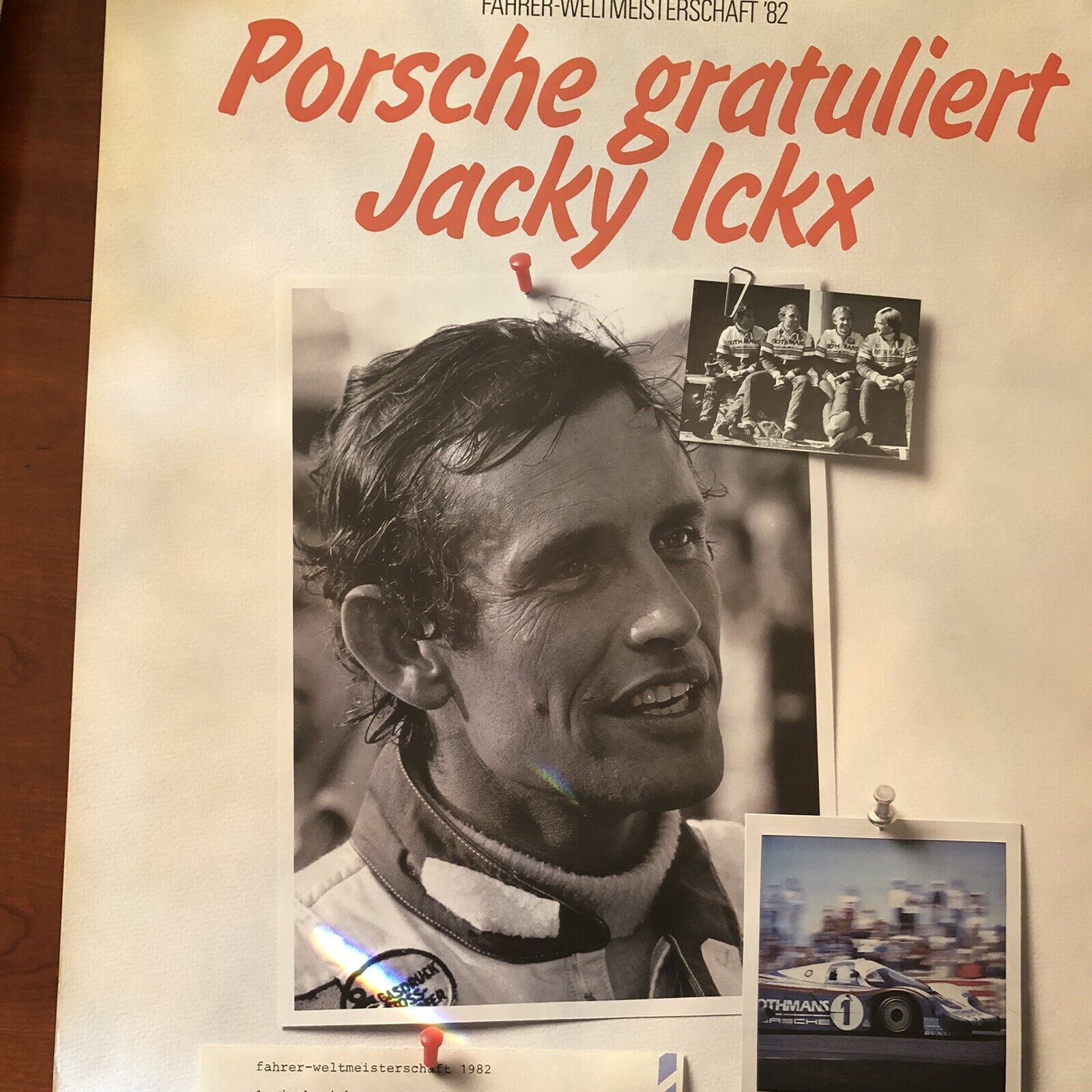 1982 Jacky Ickx Fahrer-Weltmeisterschaft Porsche Genuine Factory Poster Original