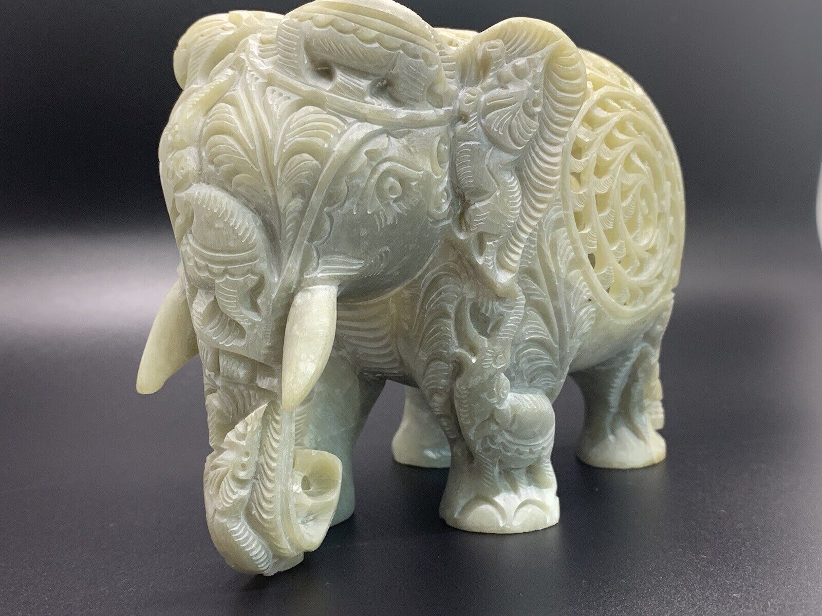 Large Exquisite Pregnant Elephant Carving, Stunning Detail And Craftsmanship.