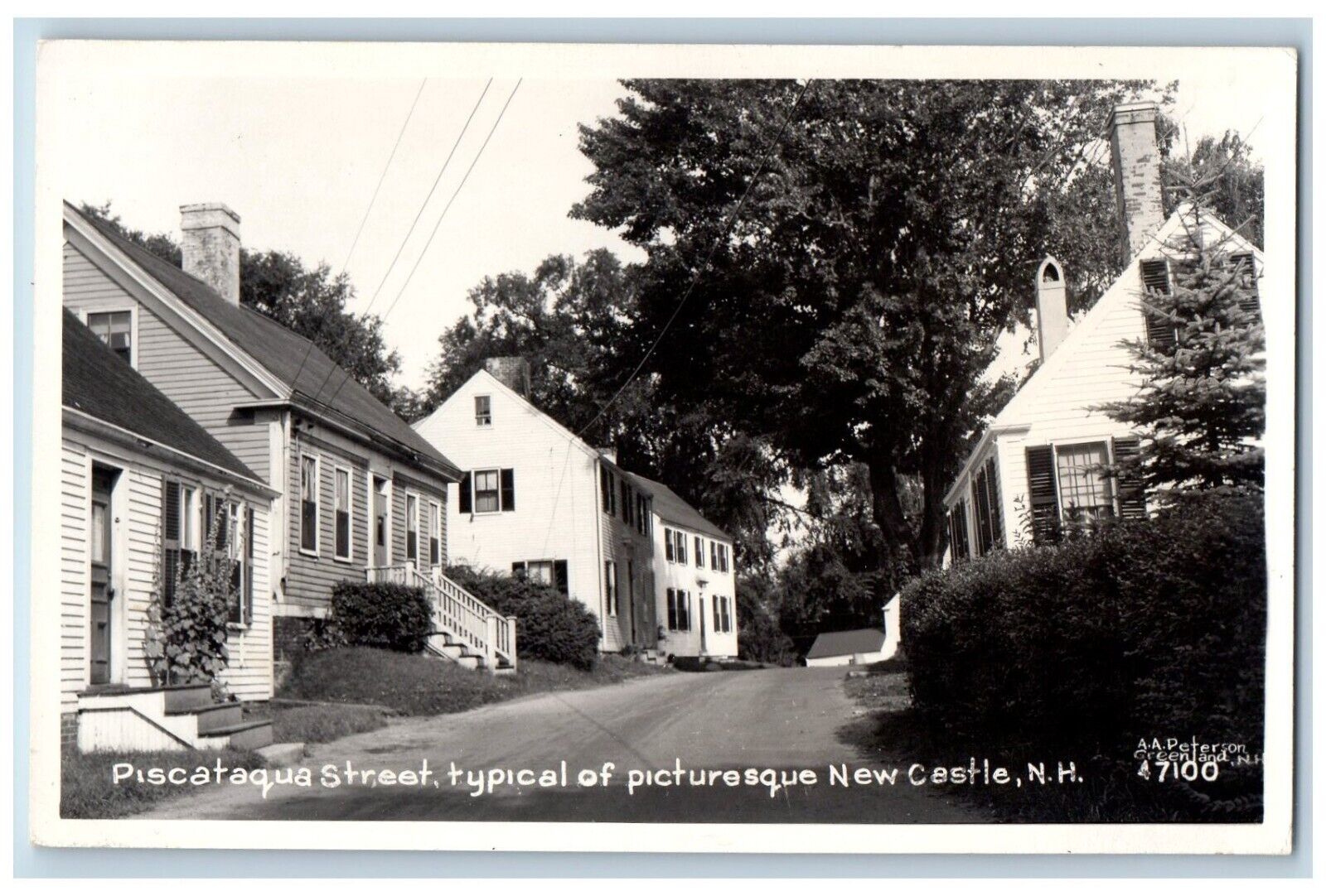 New Castle NH Postcard RPPC Photo Piscataqua Street Typical Picturesque c1940's