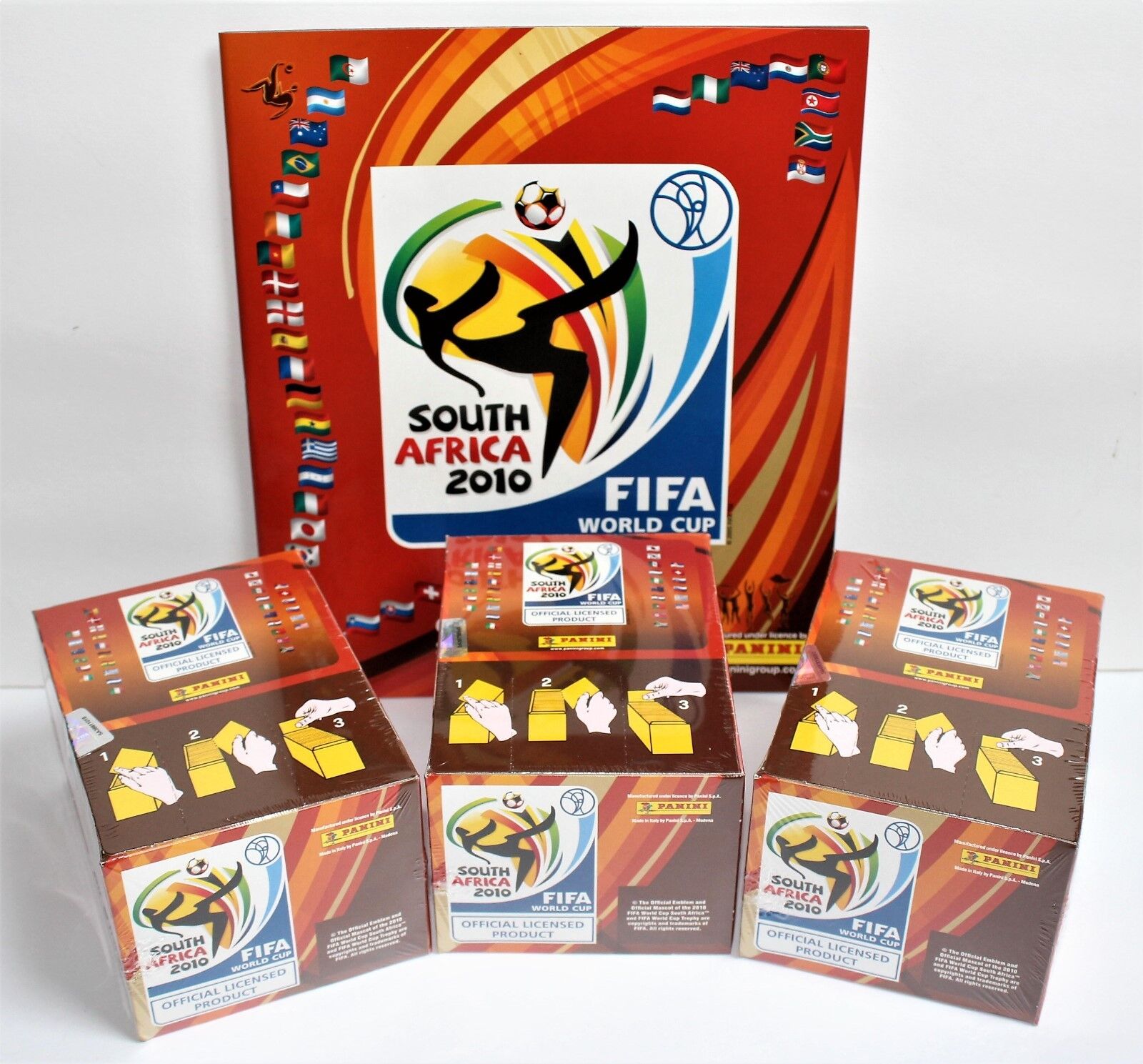 2010 Panini World Cup South Africa - 3 x display + blank album NEW