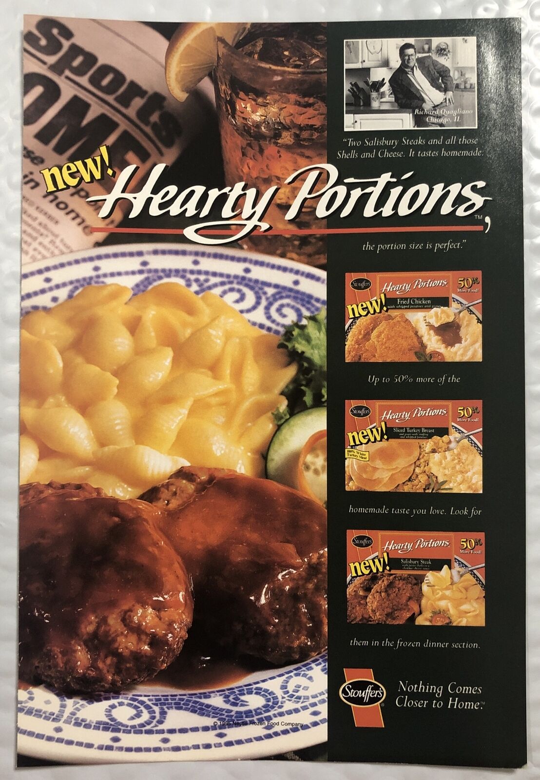 Vintage 1995 Original Print Ad Full Page - Stouffer’s - Hearty Portions