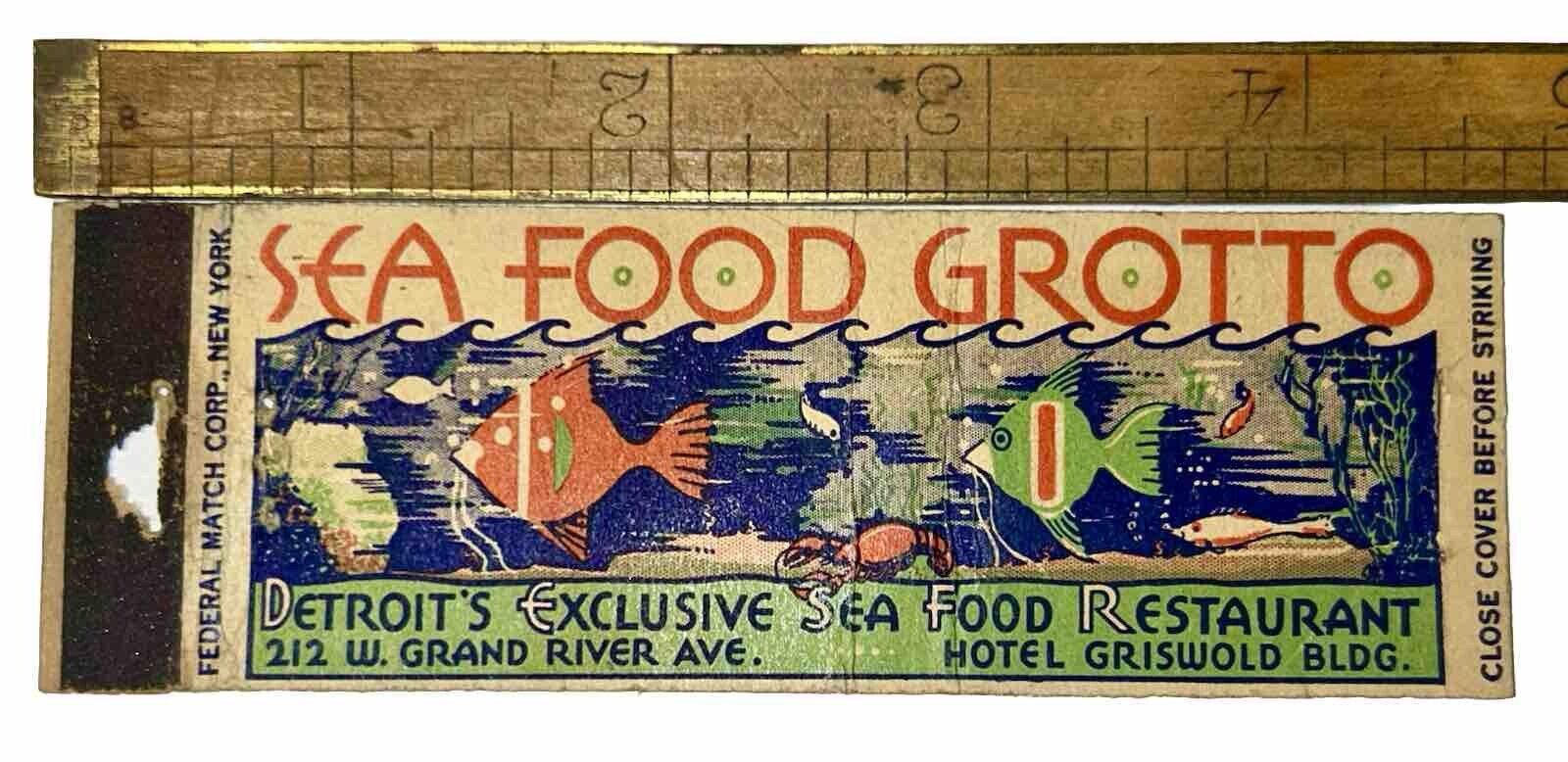 Rare Federal Match Co Early Detroit Sea Food Hotel Griswold Restaurant 1930s MI 