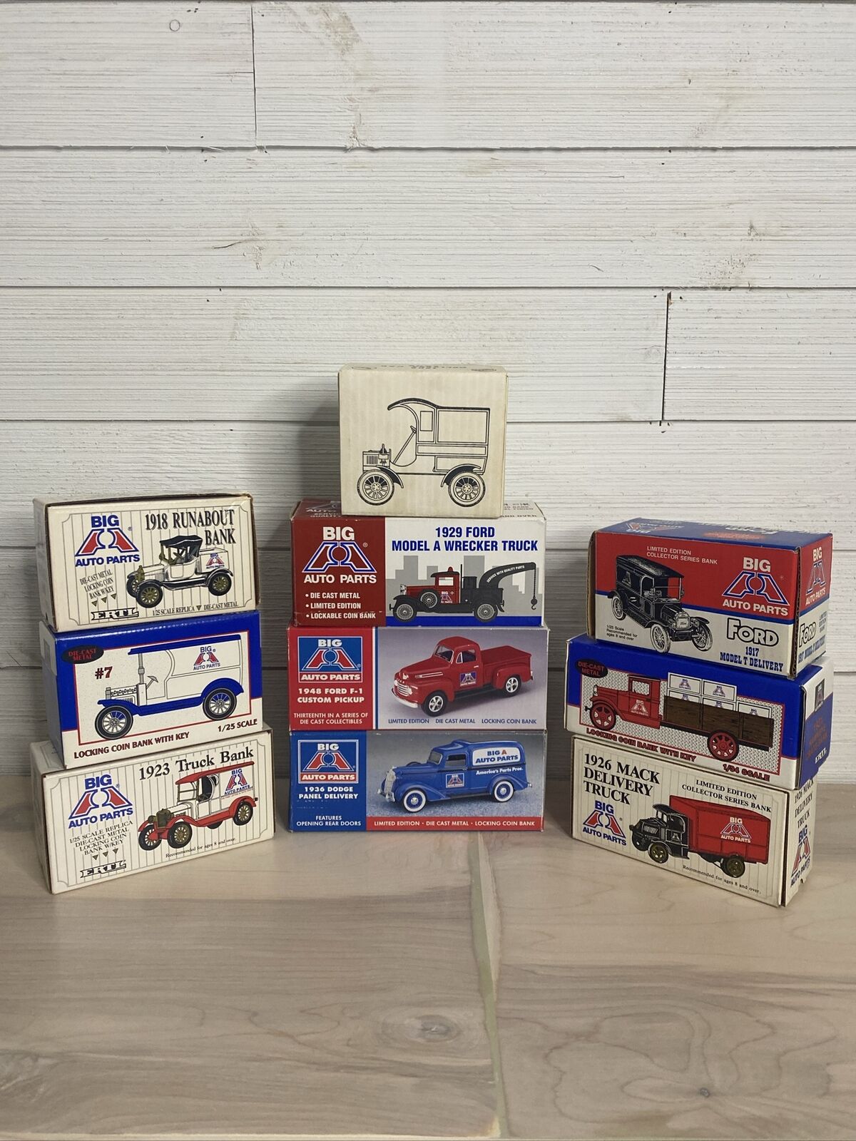 New In Box Vintage collection of assorted truck banks By ERTL Big Auto Parts