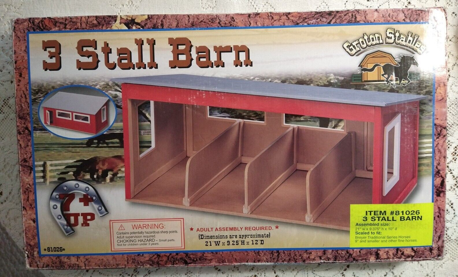 New Maxim GROTON STABLES Large Wood 3 STALL Horse Barn STABLES 81026 RARE