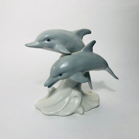 Vtg Otagiri Porcelain Jumping Dolphins Figurine Japan 4 1/4\