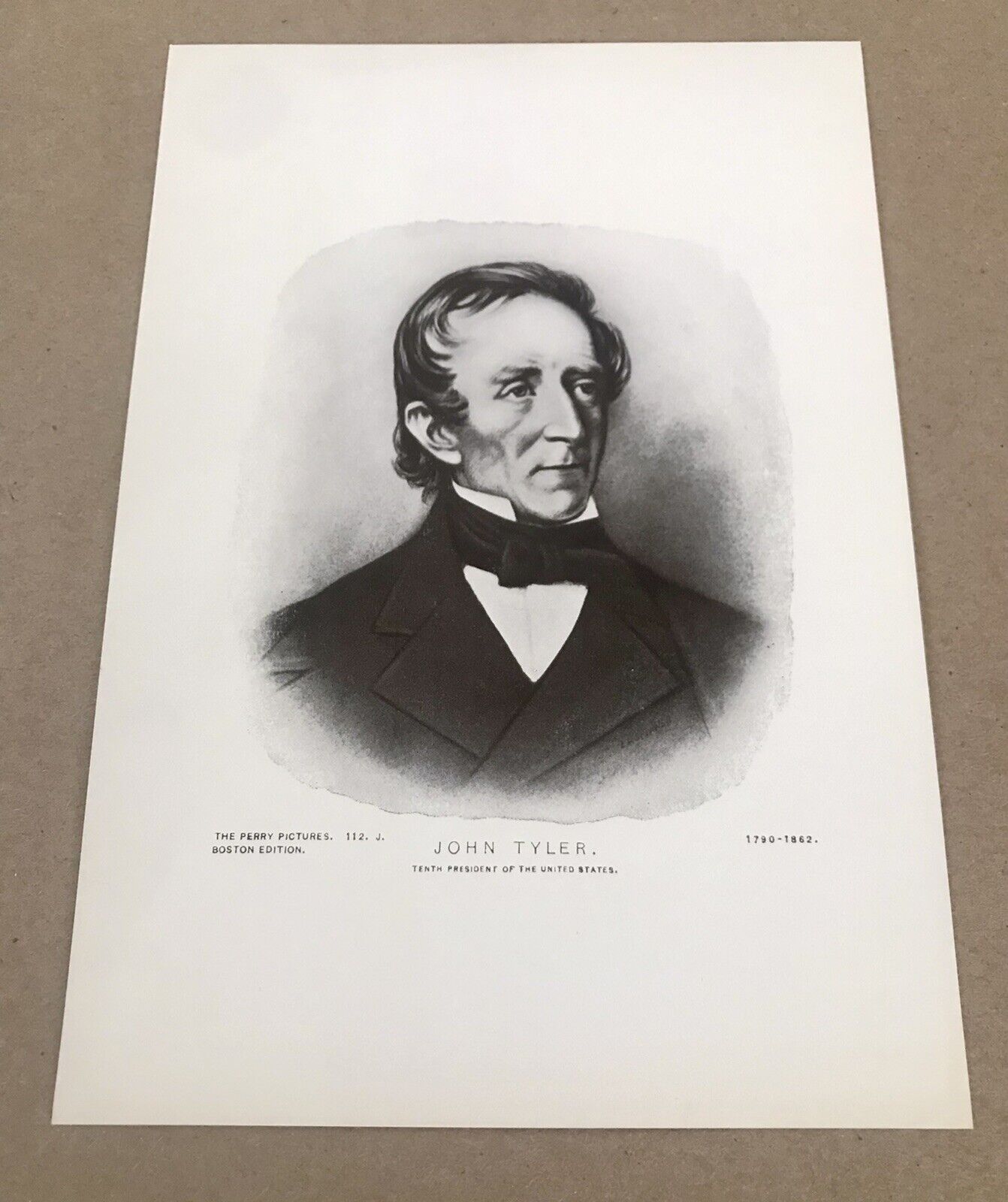 John Tyler Portrait, The Perry Pictures, #112 J, Boston Edition (5.5\