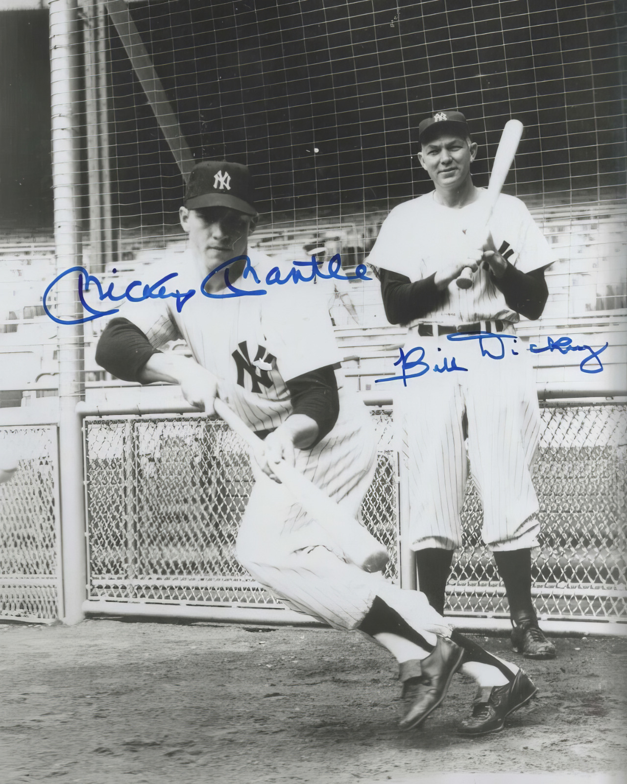 MICKEY MANTLE & BILL DICKEY BASEBALL PLAYERS AUTOGRAPHED 8X10 PHOTO REPRINT
