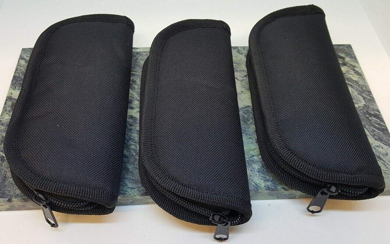 QTY of 3 SAFE AND SOUND Gear Zip-up Knife Case Pouch 7 in Cordura Fleece Lining