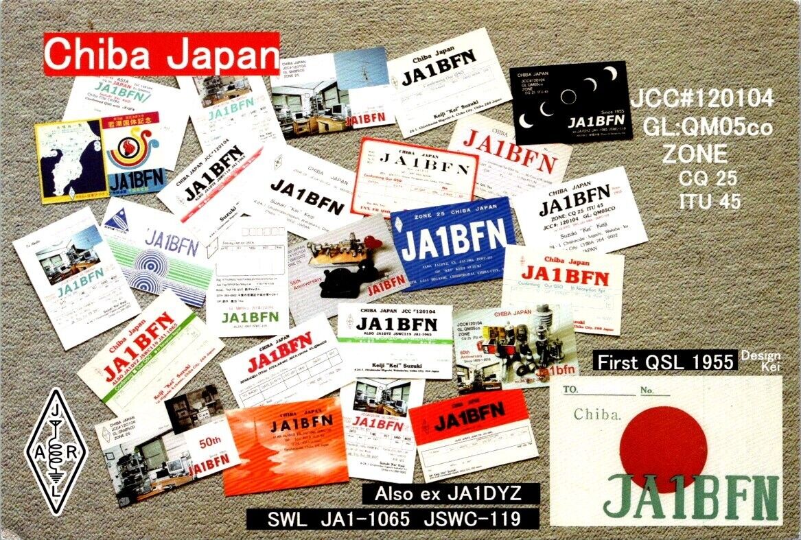 VTG HAM RADIO CQ QSL QSO POSTCARD JA1BFN CHIBA JAPAN 2015 PICTURE OF OP\'S CARDS
