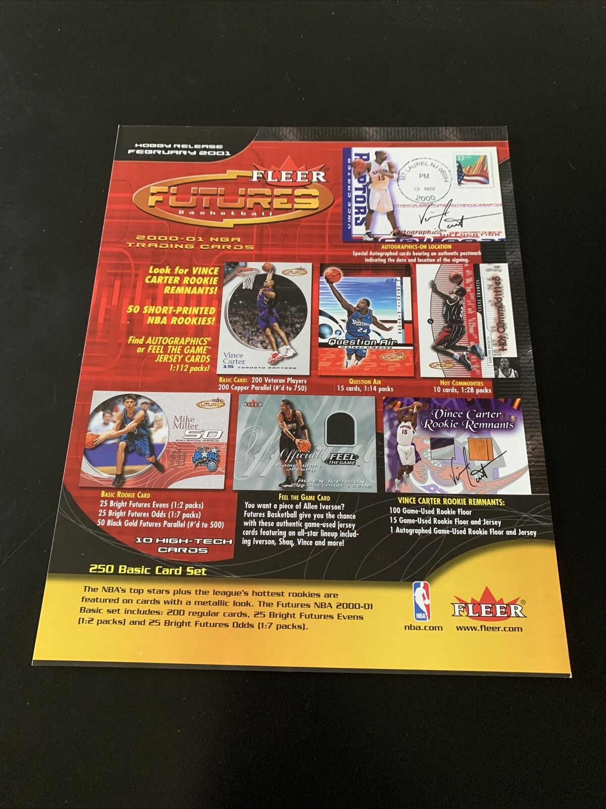 Rare 2000 2001 Fleer Futures NBA Dealer Promo Advertisement Vince Carter