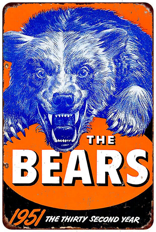 1951 Chicago Bears Football Media Guide Cover - Reproduction Metal Sign